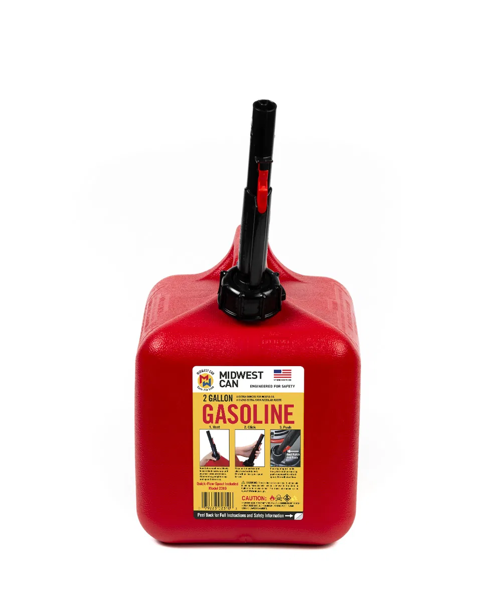 2310 – MIDWEST CAN Liquid Storage Container, Red 2 Gallon Free Standing High-Density Polyethylene With Quick-Flow Spo...